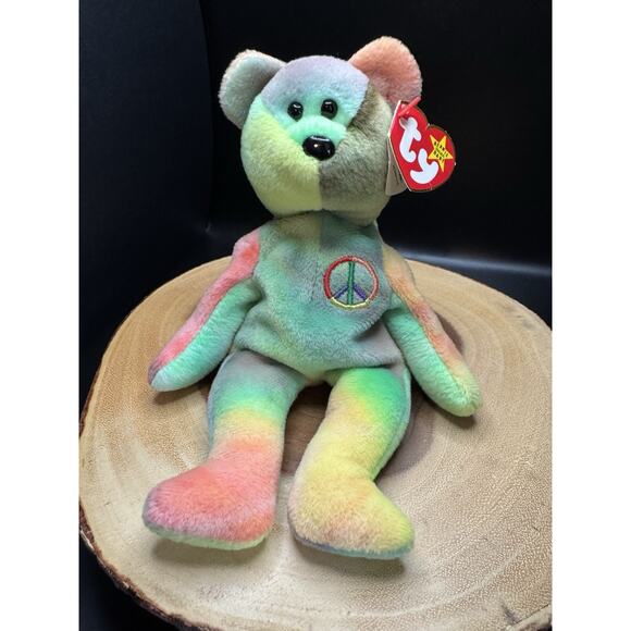TY Peace The Bear Beanie Babies 1996 Collectible With Tag Errors: RETIRED & RARE - Picture 1 of 16